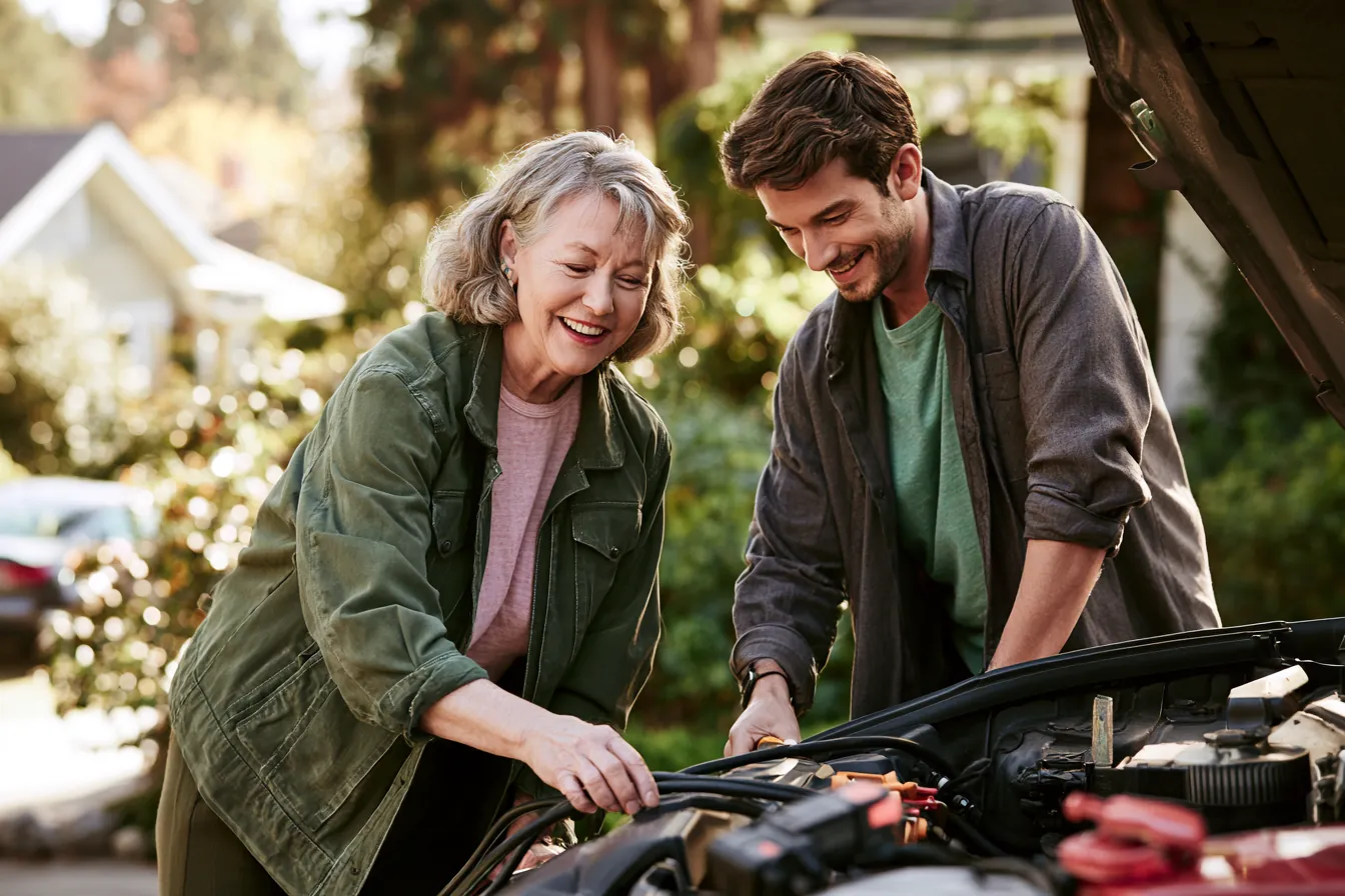 Worried homeowner getting a same-day emergency loan decision on a phone while dealing with a burst pipe