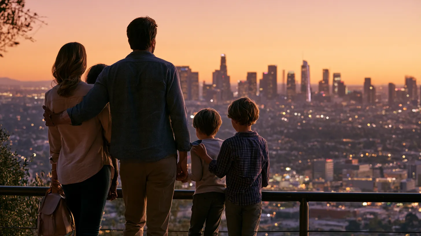 Family enjoying an evening overlook after settling their finances with a Griffin Funding personal loan