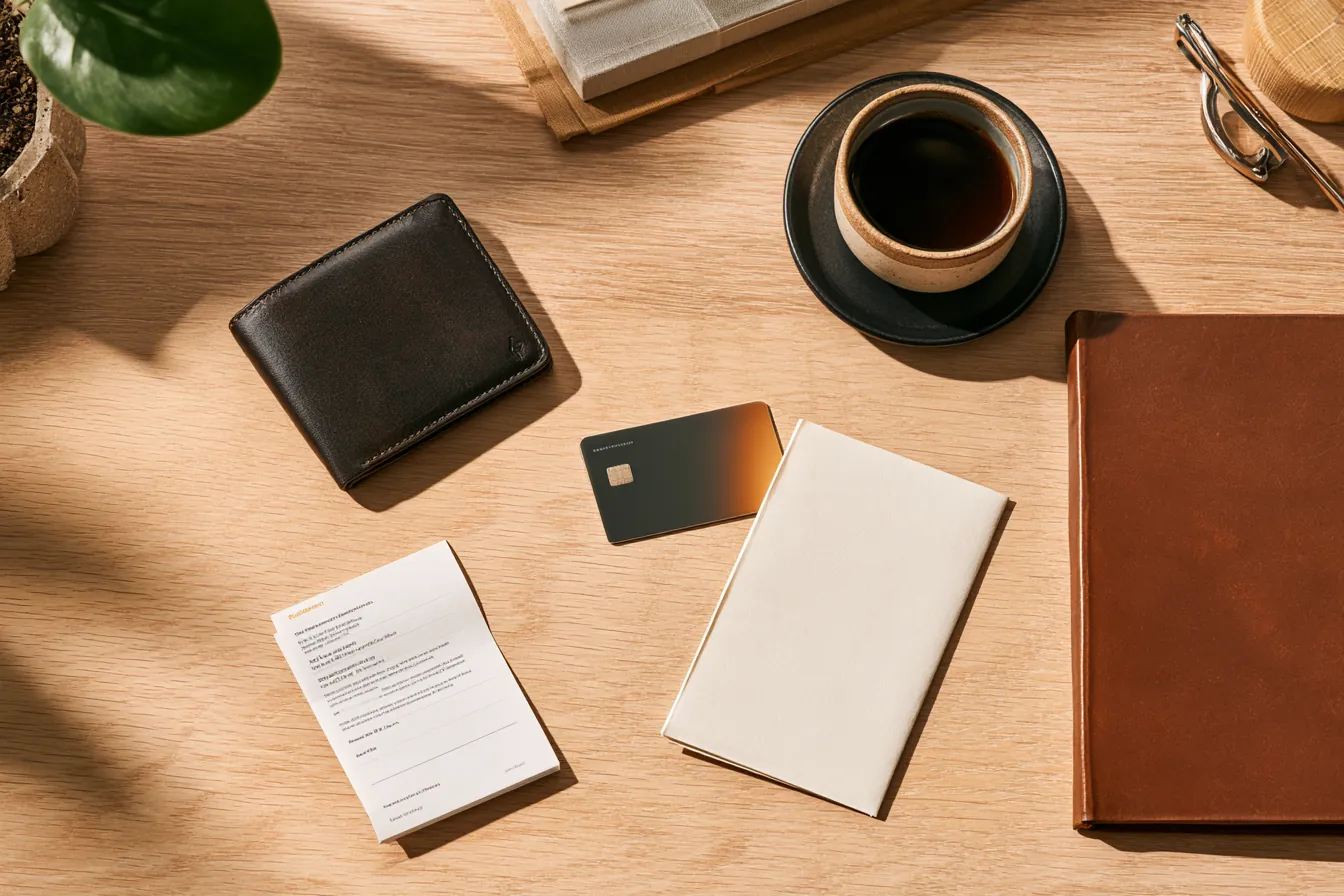 Side-by-side comparison of a personal loan agreement and a credit card on a desk